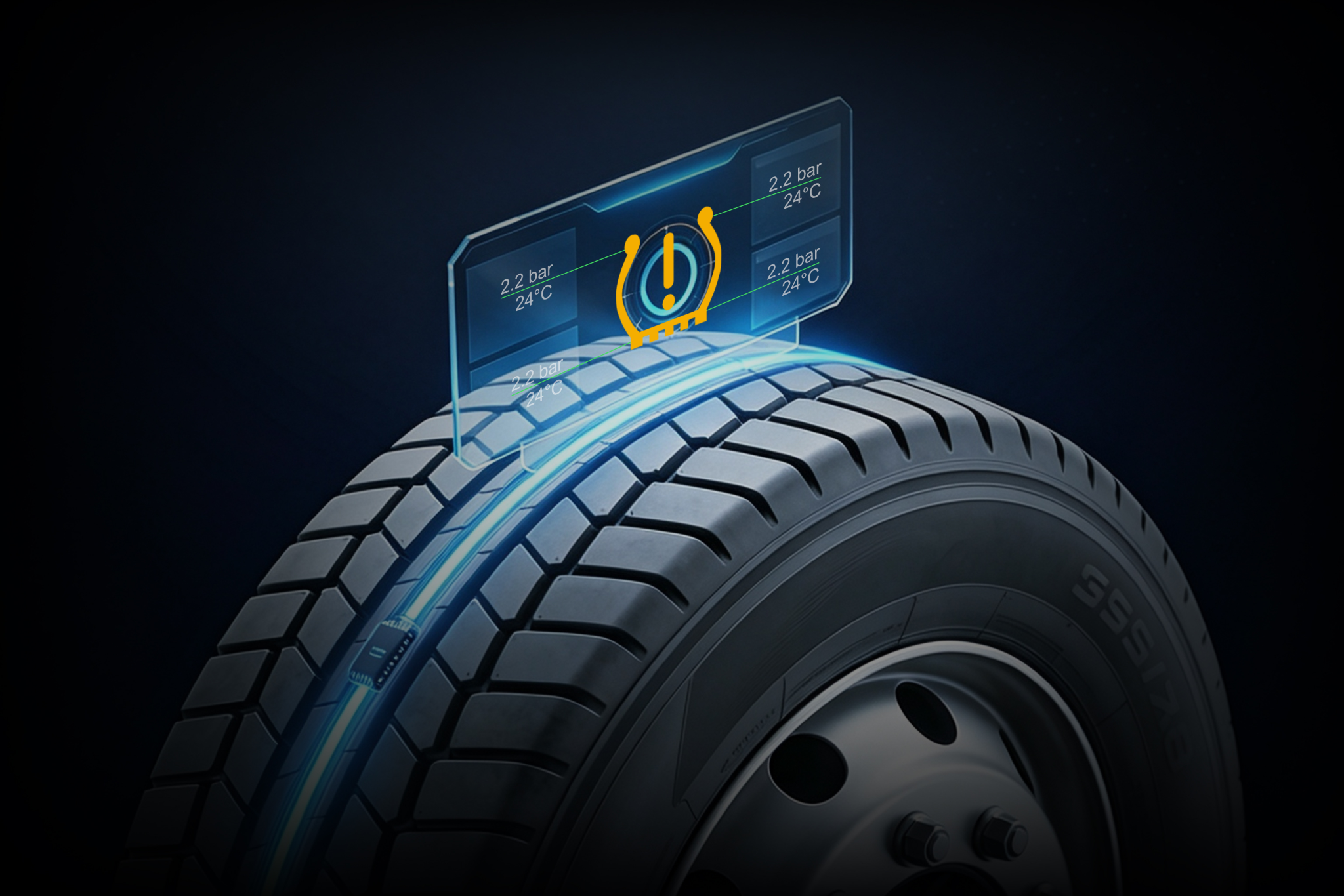 Tire pressure monitoring system graphic representing clear vehicle guidance